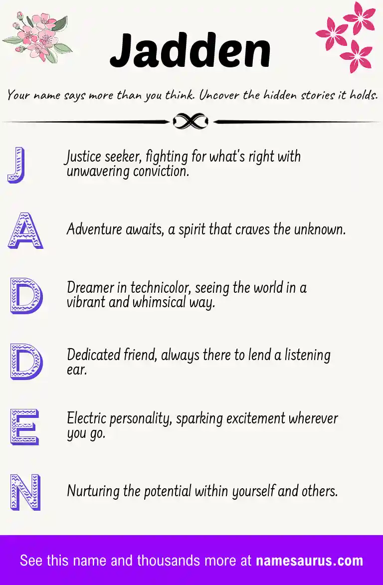 Acrostic poem about Jadden.