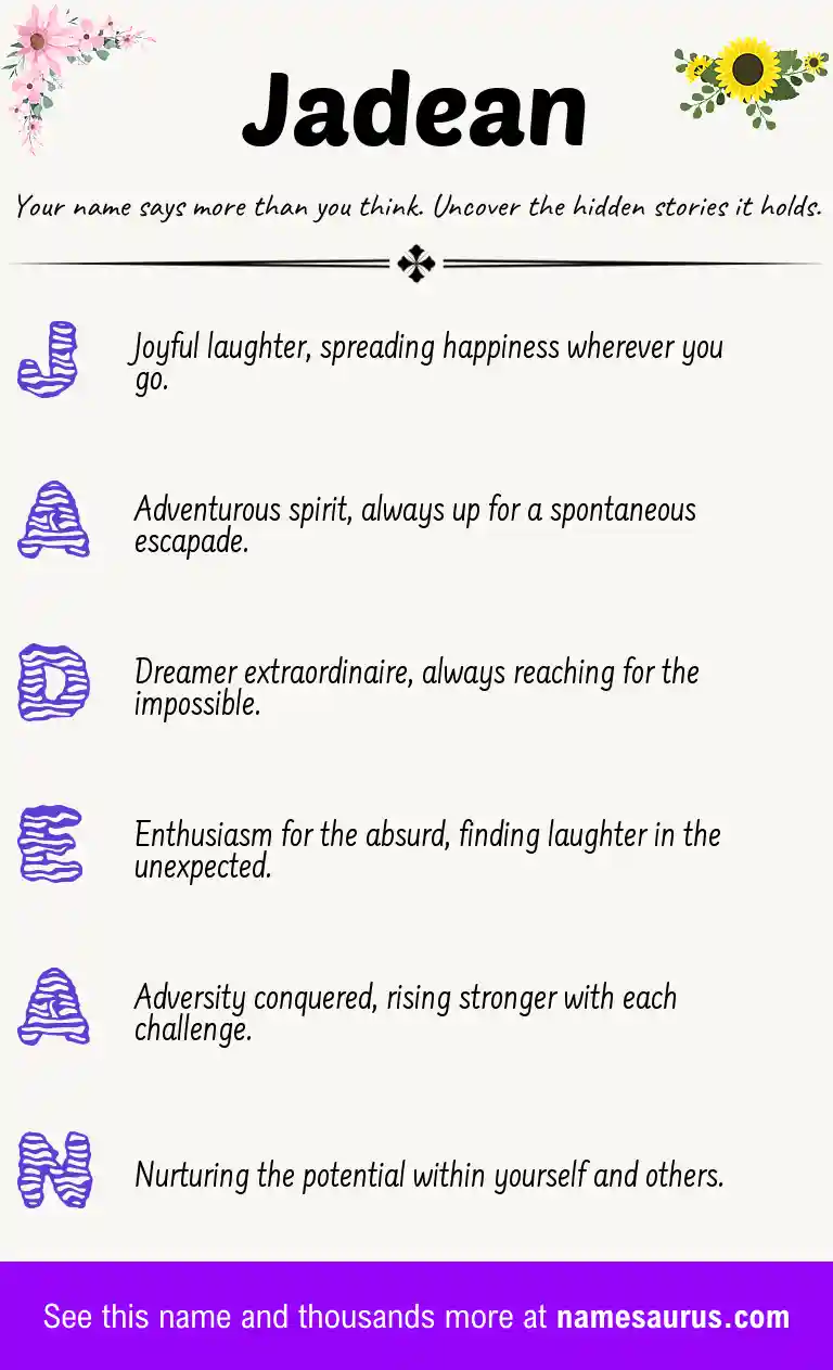 Acrostic poem about Jadean.