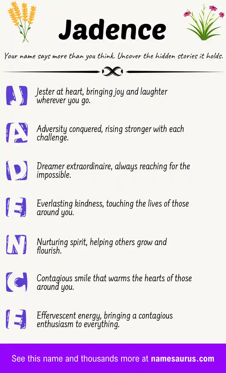 Acrostic poem about Jadence.