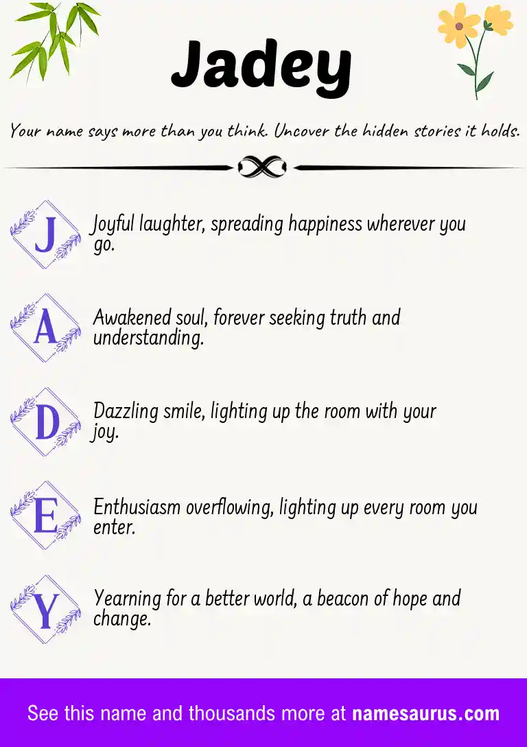 Acrostic poem about Jadey.