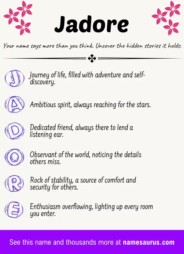 Acrostic poem about Jadore.