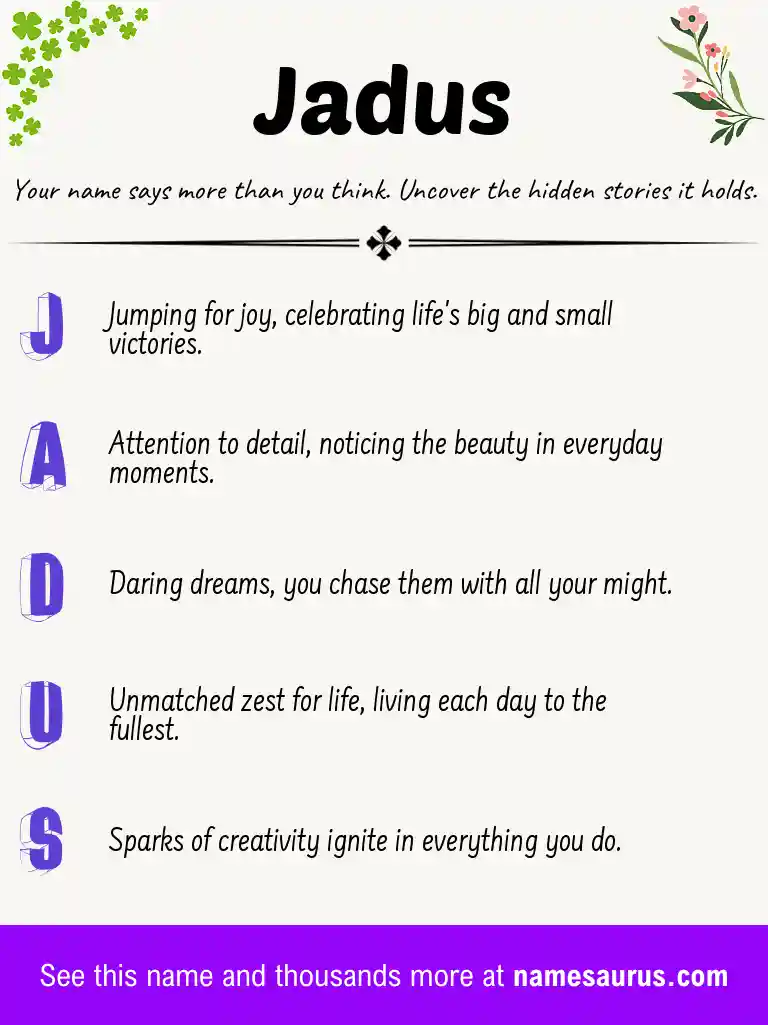 Acrostic poem about Jadus.