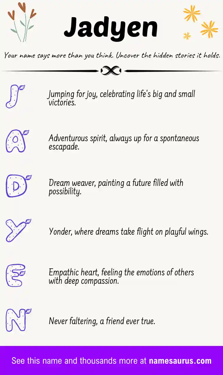 Acrostic poem about Jadyen.