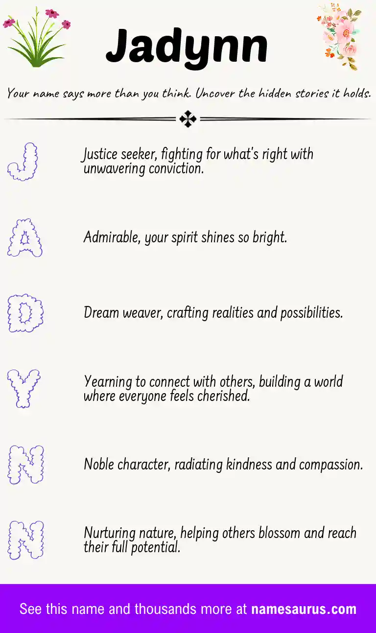 Acrostic poem about Jadynn.