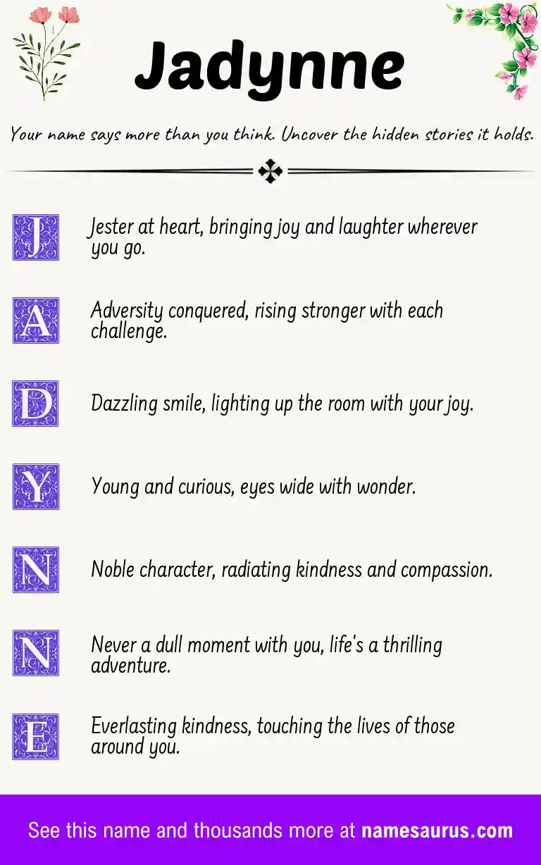 Acrostic poem about Jadynne.