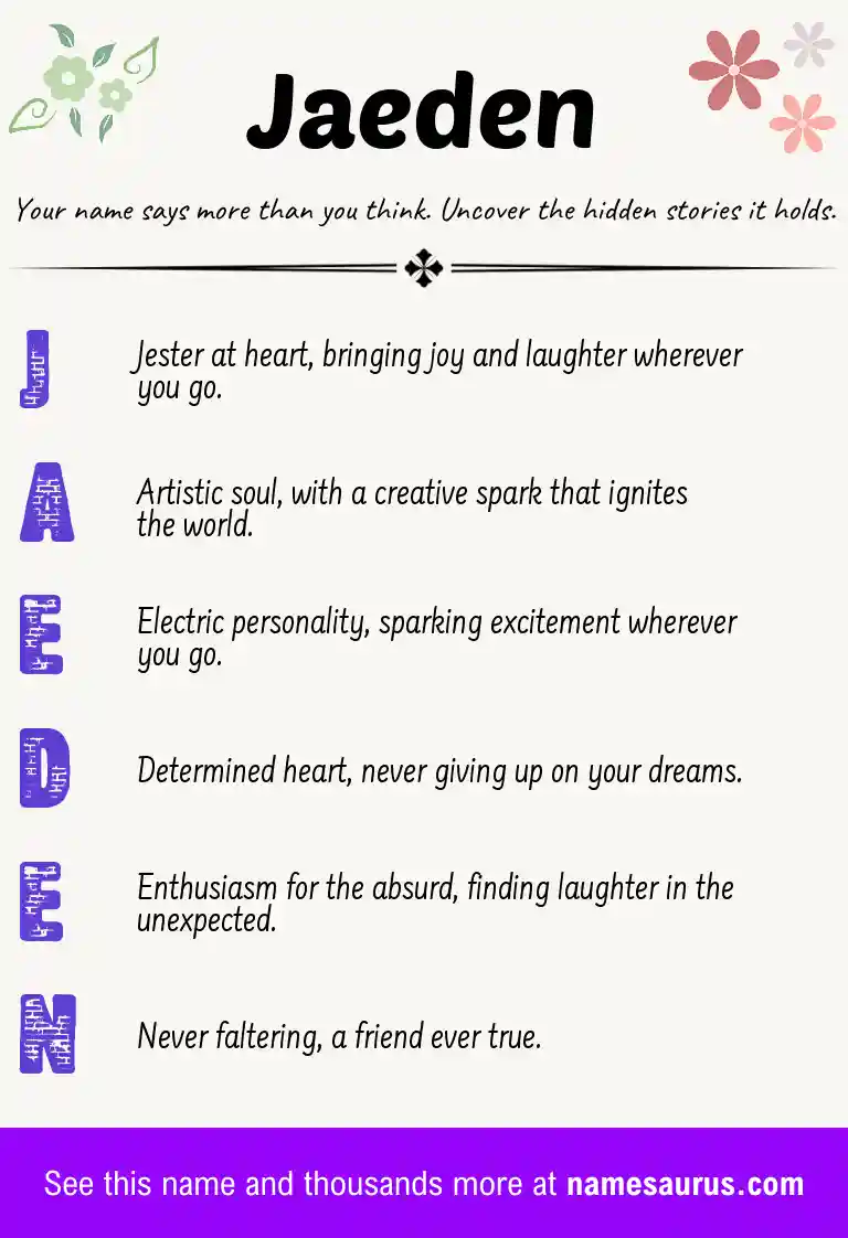 Acrostic poem about Jaeden.