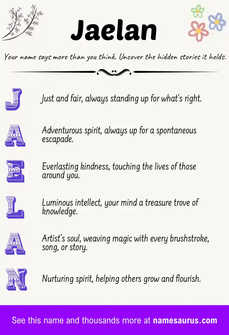 Acrostic poem about Jaelan.