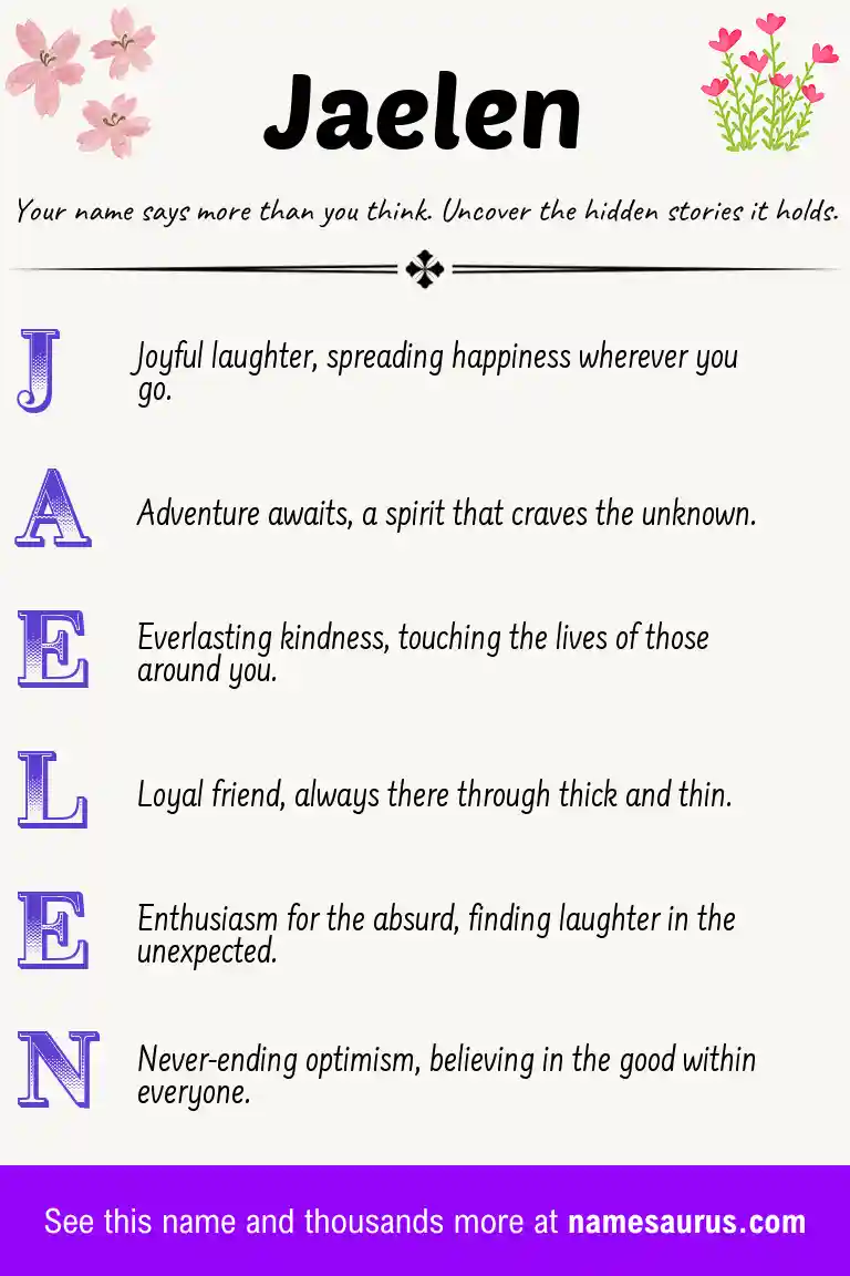 Acrostic poem about Jaelen.