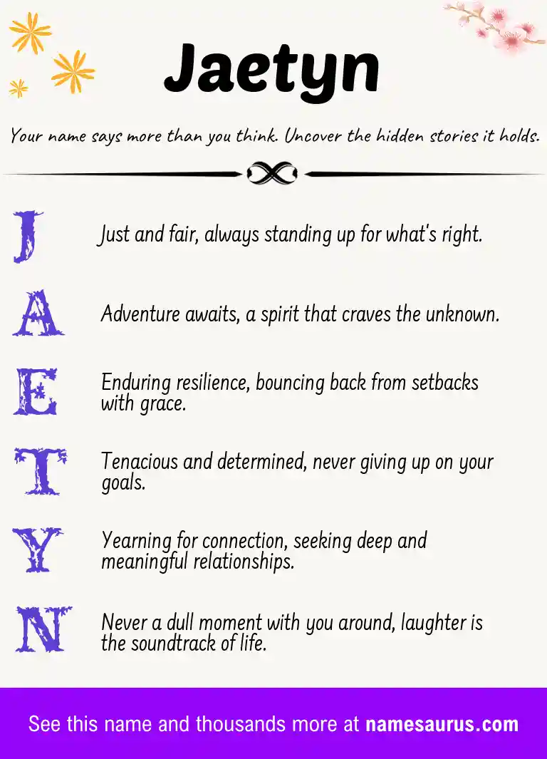 Acrostic poem about Jaetyn.