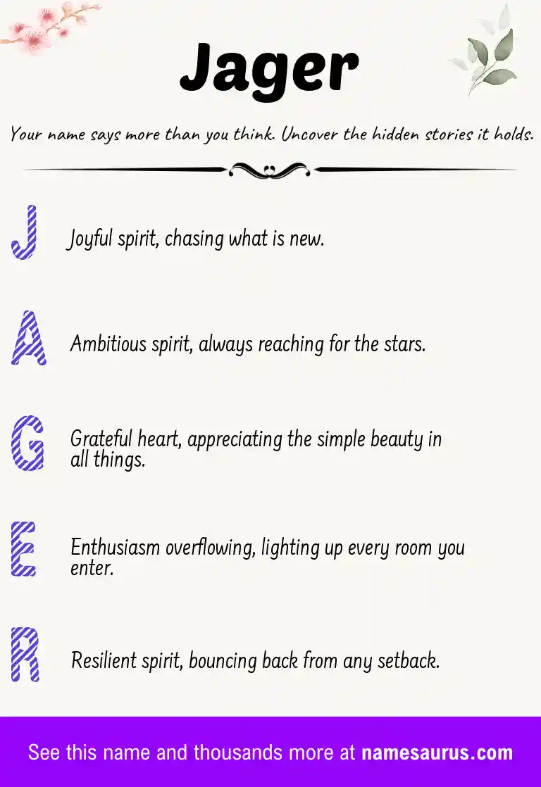Acrostic poem about Jager.