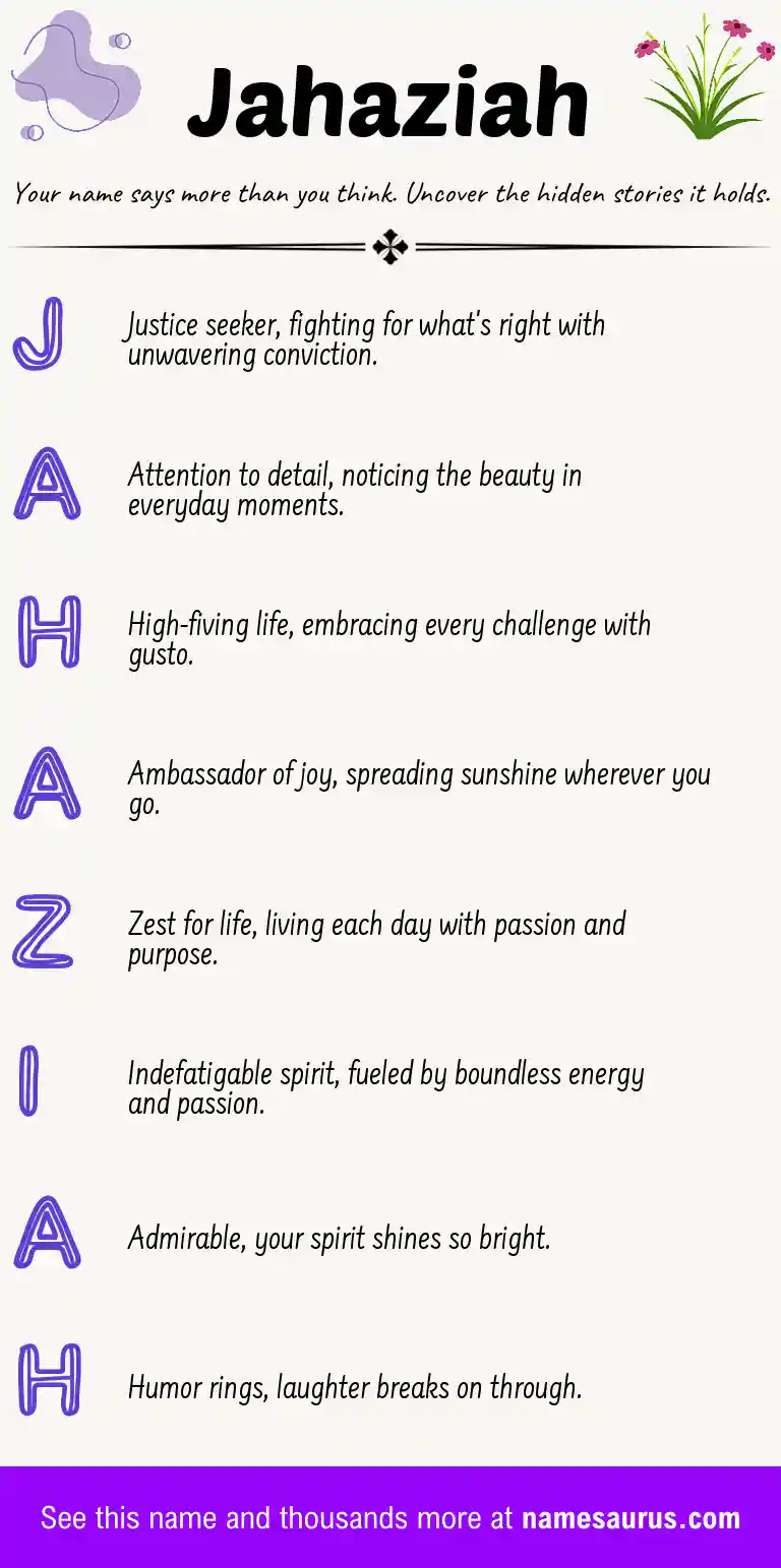 Acrostic poem about Jahaziah.