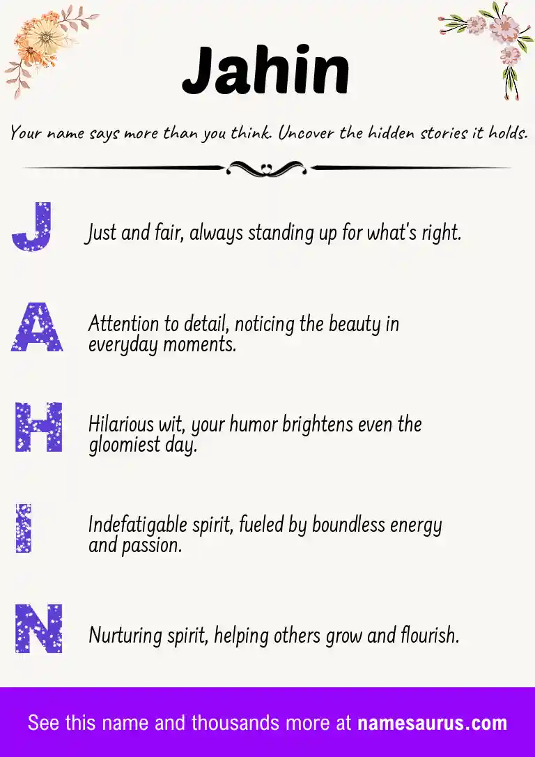 Acrostic poem about Jahin.