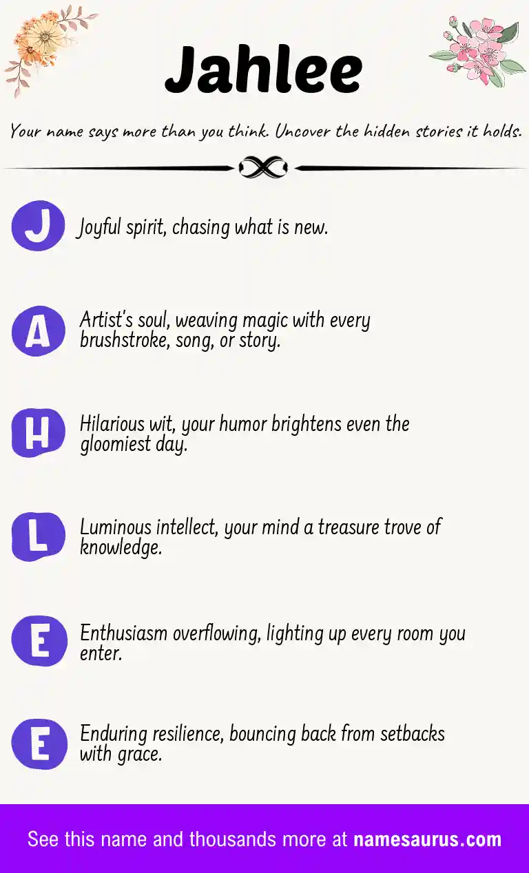 Acrostic poem about Jahlee.