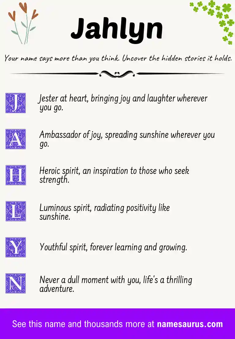 Acrostic poem about Jahlyn.