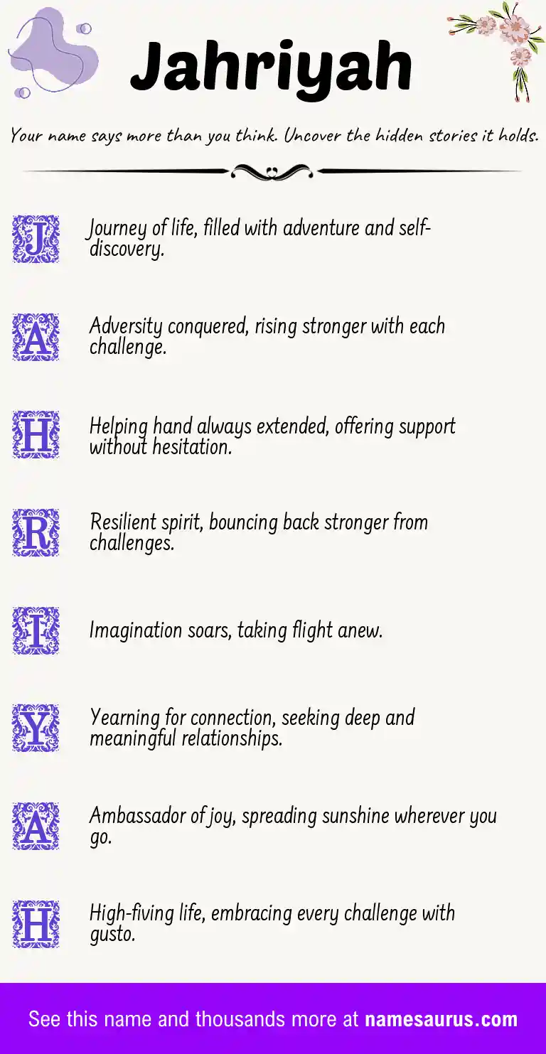 Acrostic poem about Jahriyah.