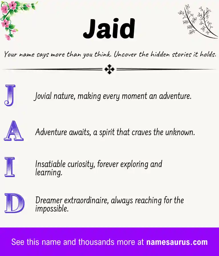 Acrostic poem about Jaid.