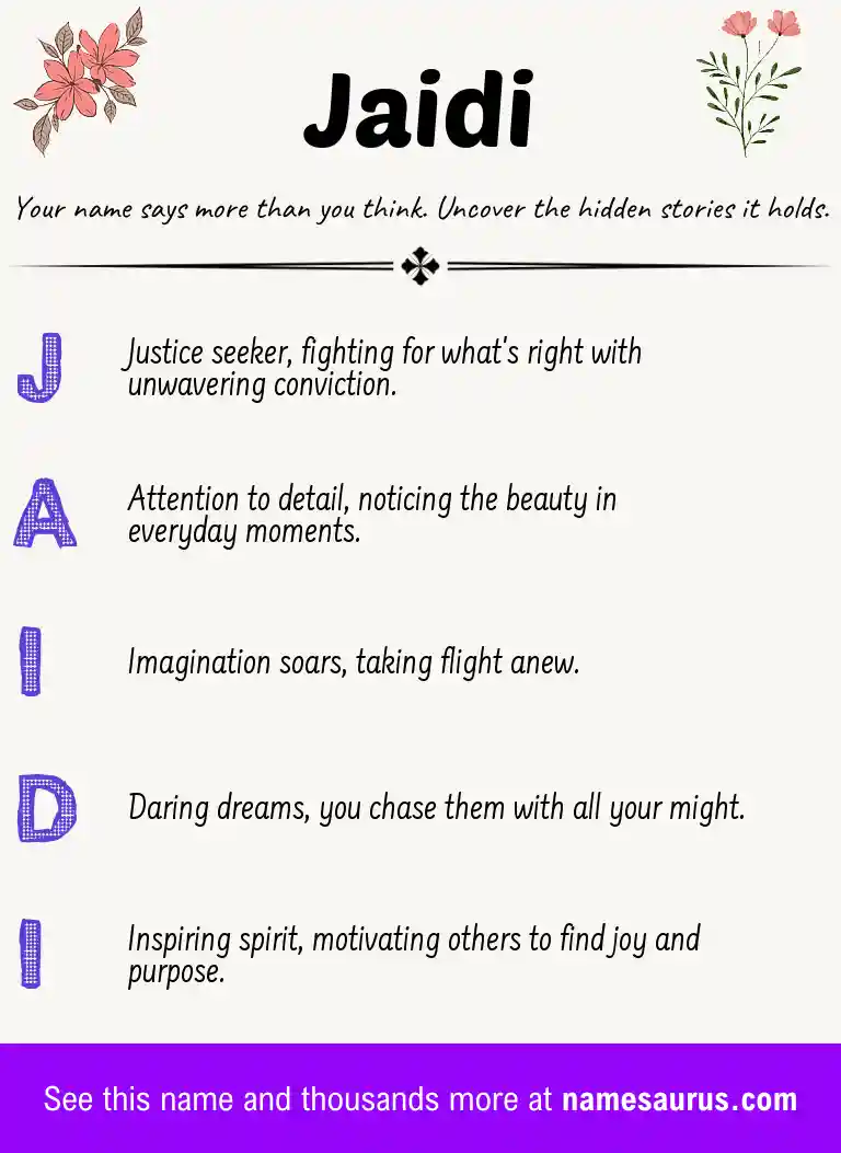 Acrostic poem about Jaidi.