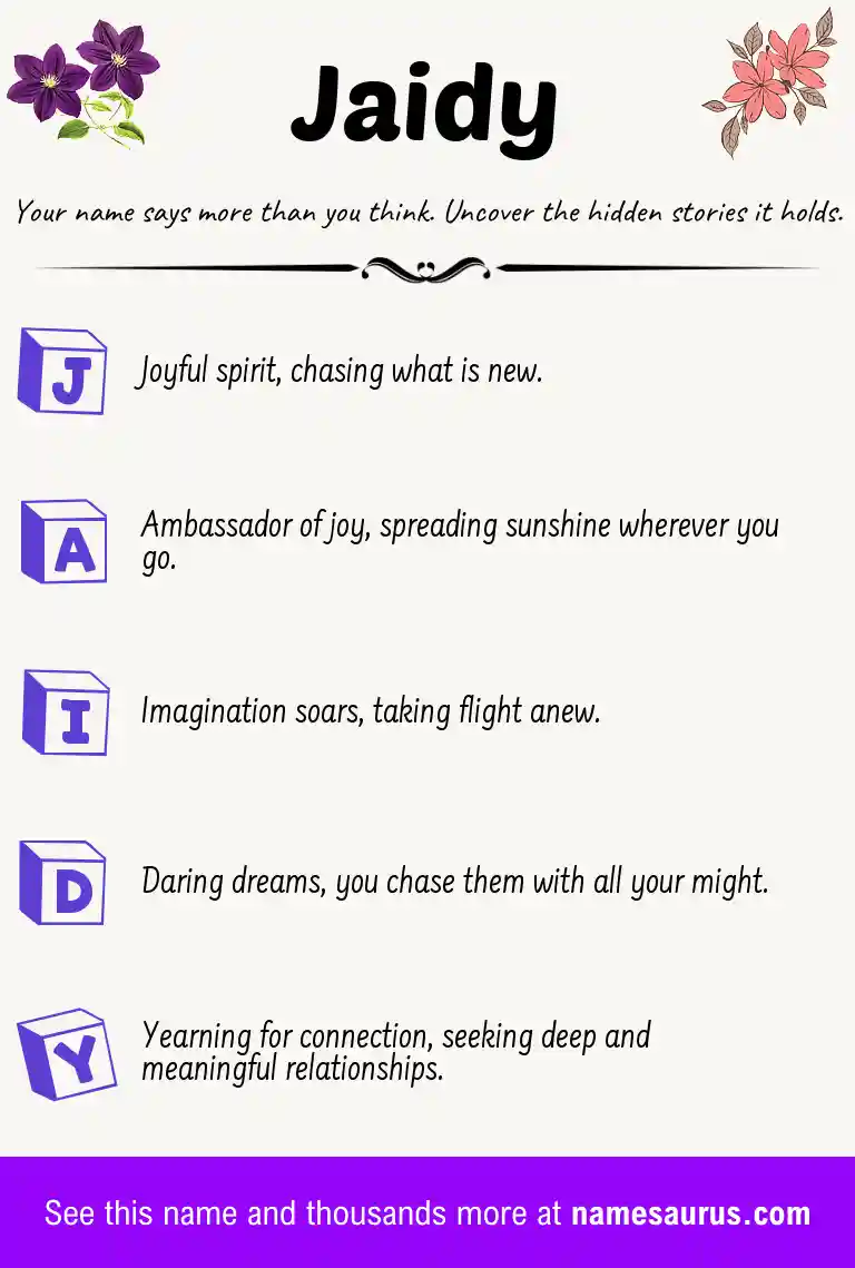 Acrostic poem about Jaidy.