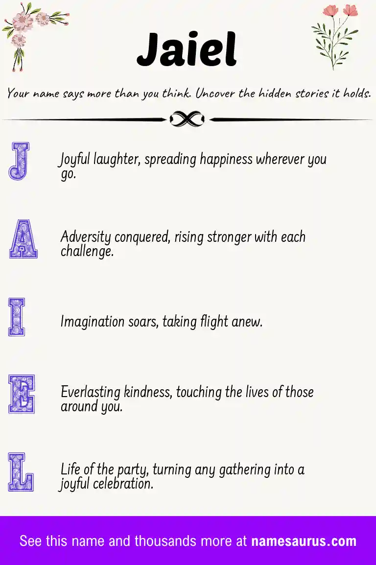 Acrostic poem about Jaiel.