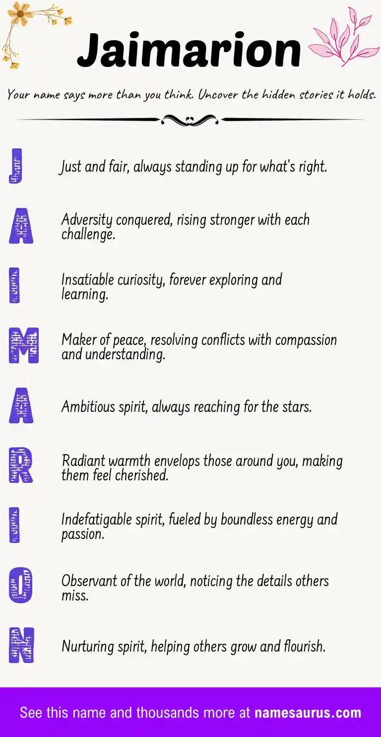 Acrostic poem about Jaimarion.