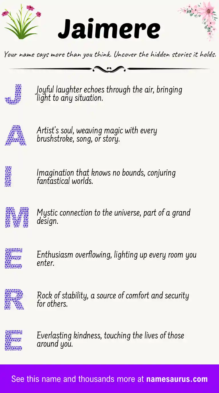 Acrostic poem about Jaimere.