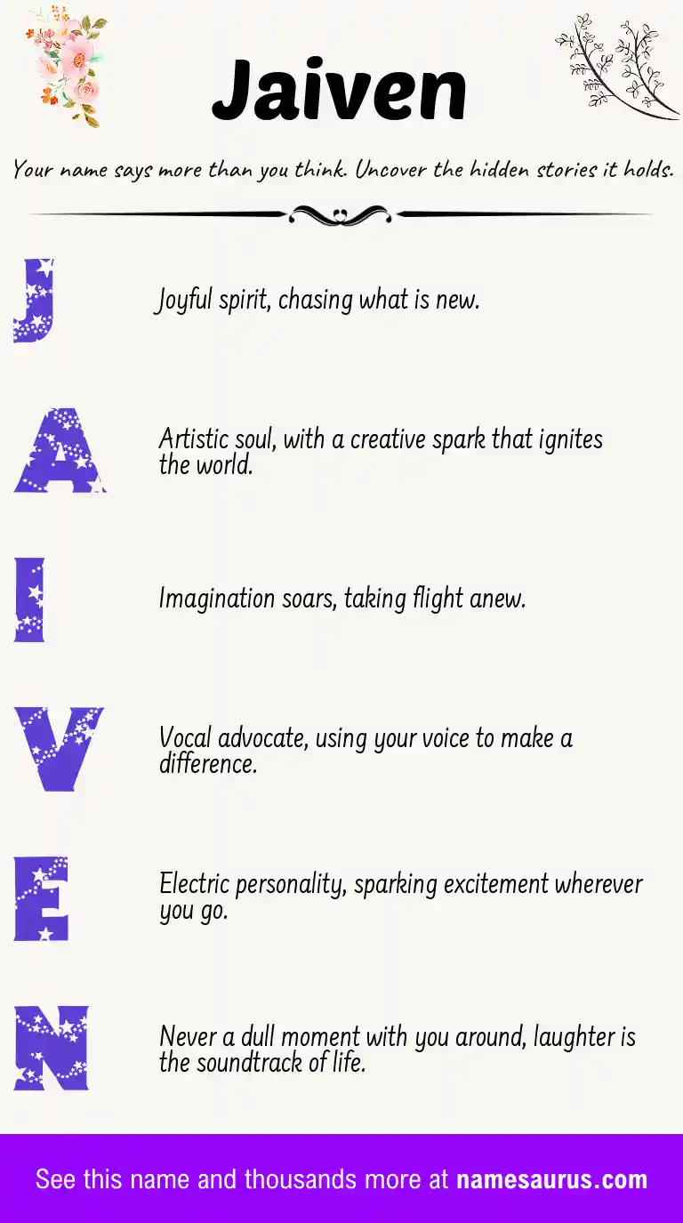 Acrostic poem about Jaiven.