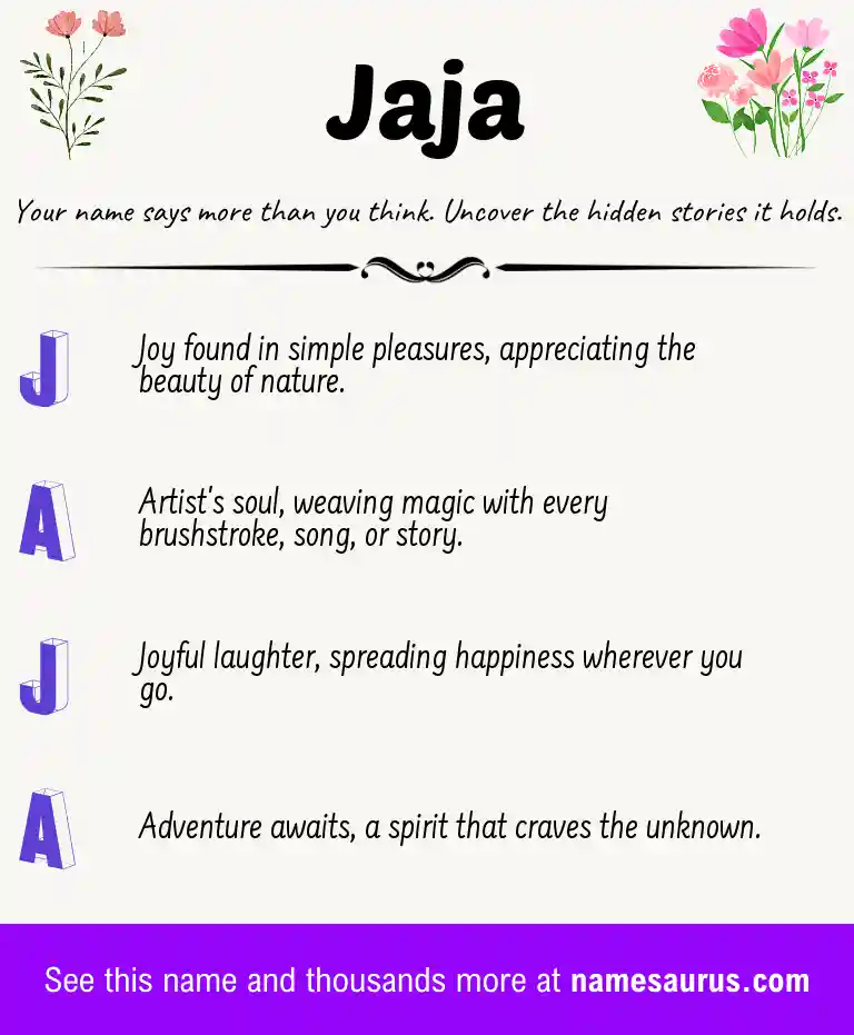 Acrostic poem about Jaja.