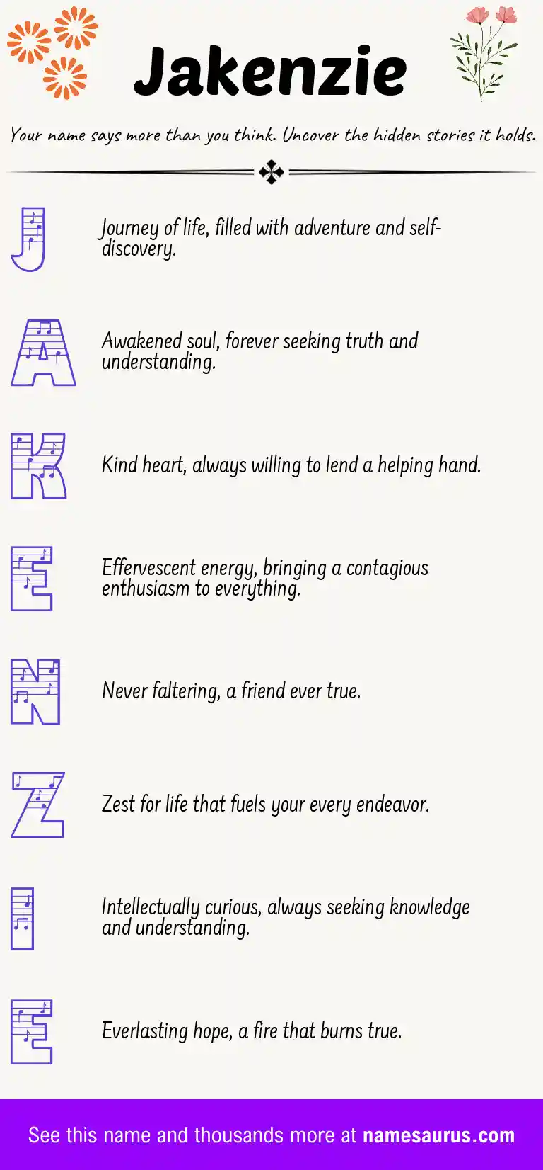 Acrostic poem about Jakenzie.
