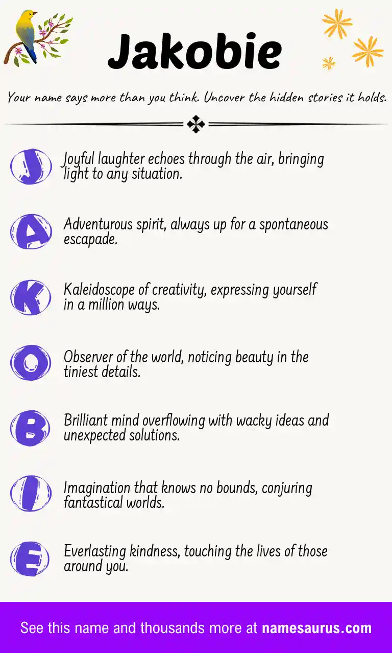 Acrostic poem about Jakobie.