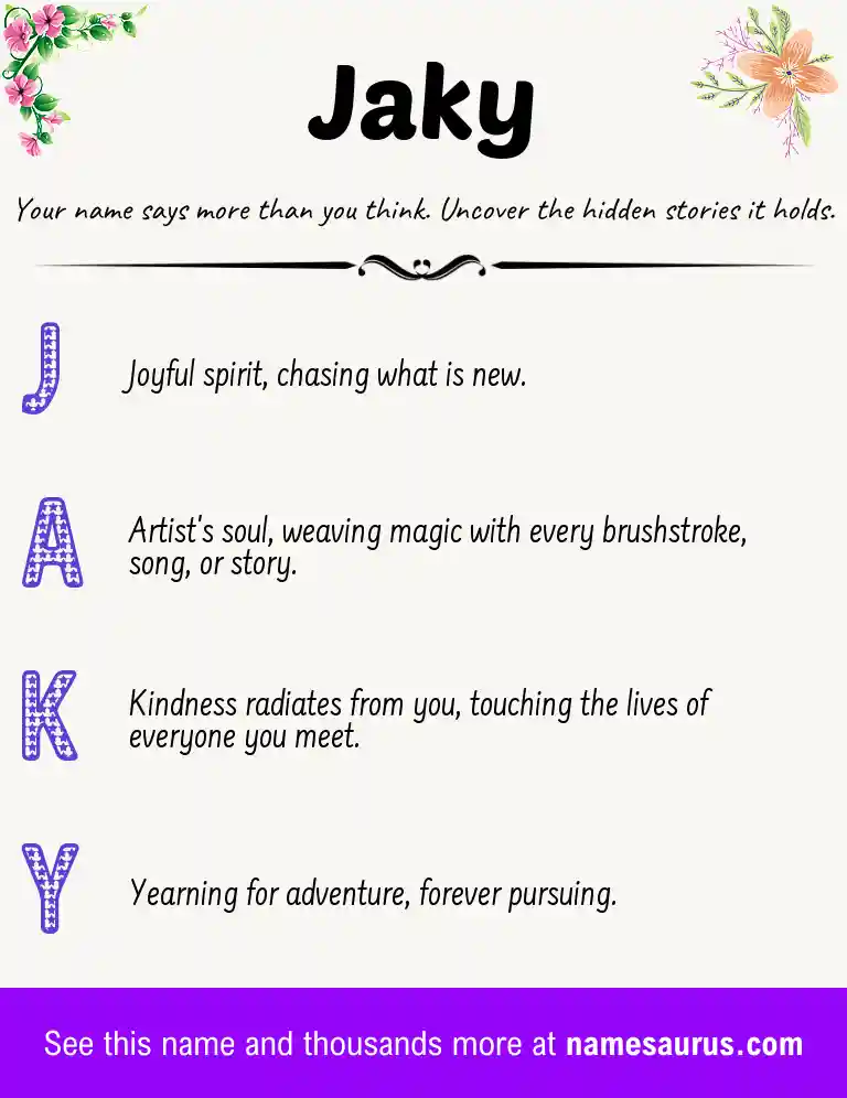 Acrostic poem about Jaky.