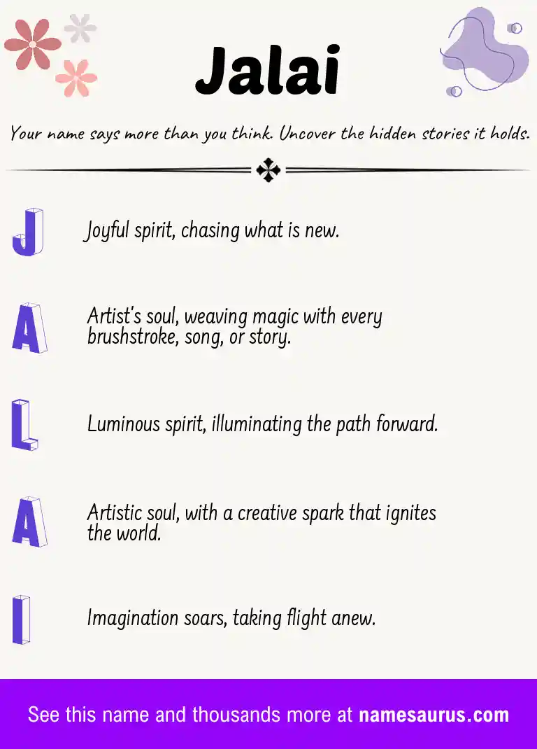 Acrostic poem about Jalai.