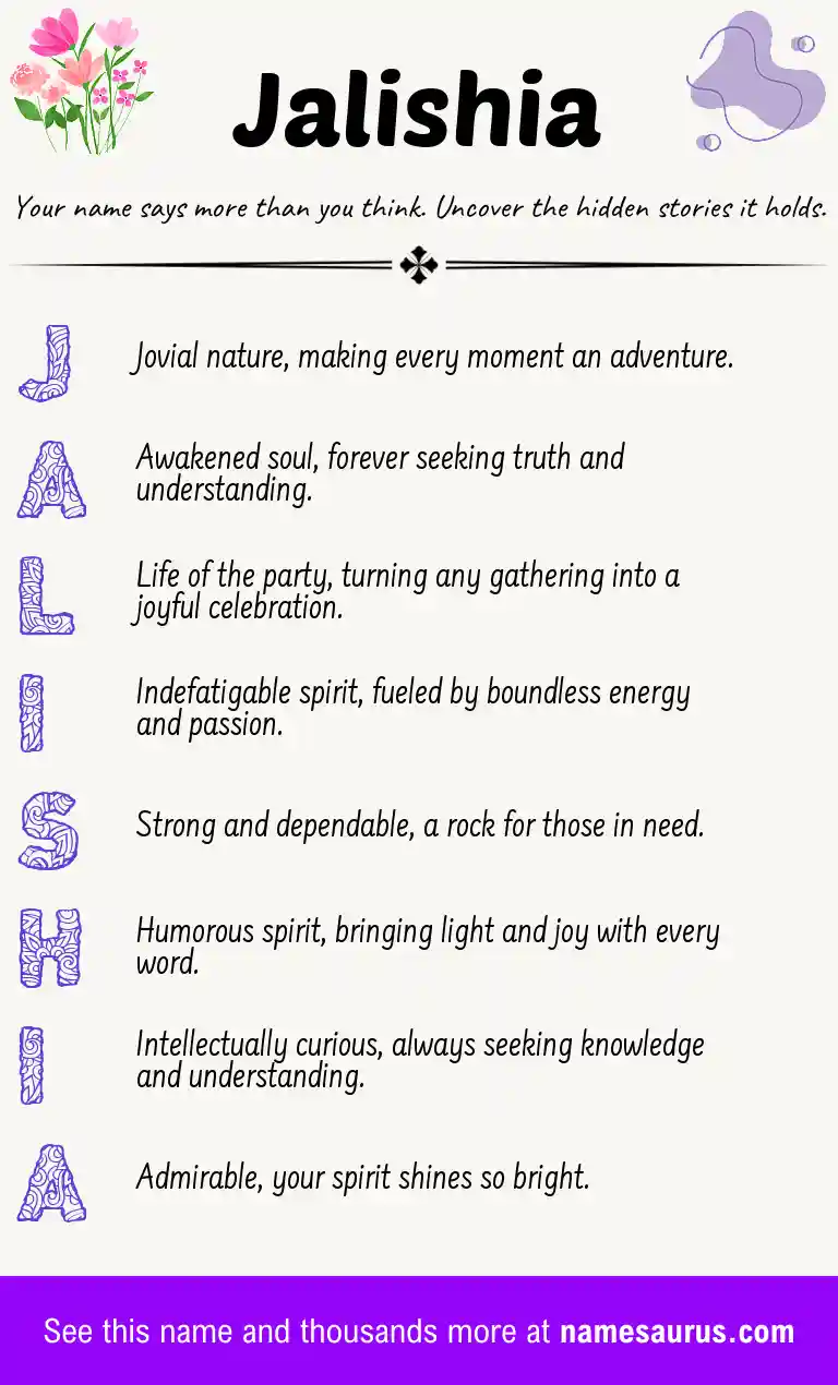Acrostic poem about Jalishia.