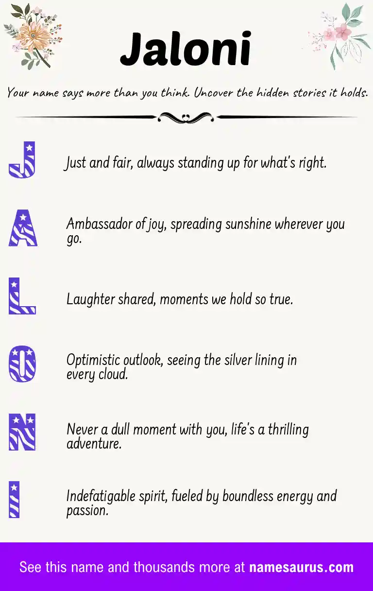Acrostic poem about Jaloni.