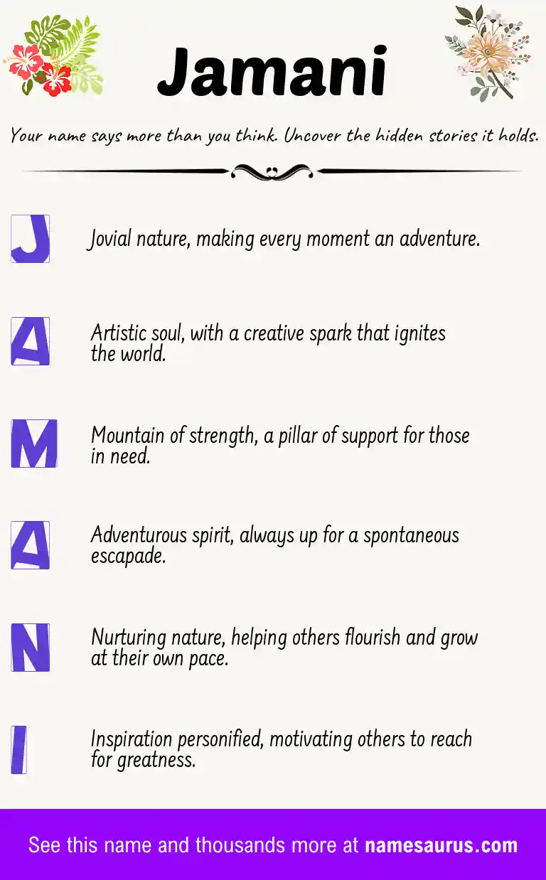 Acrostic poem about Jamani.