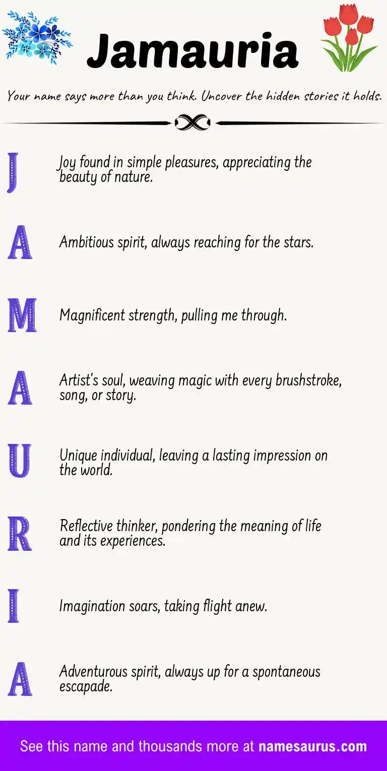 Acrostic poem about Jamauria.