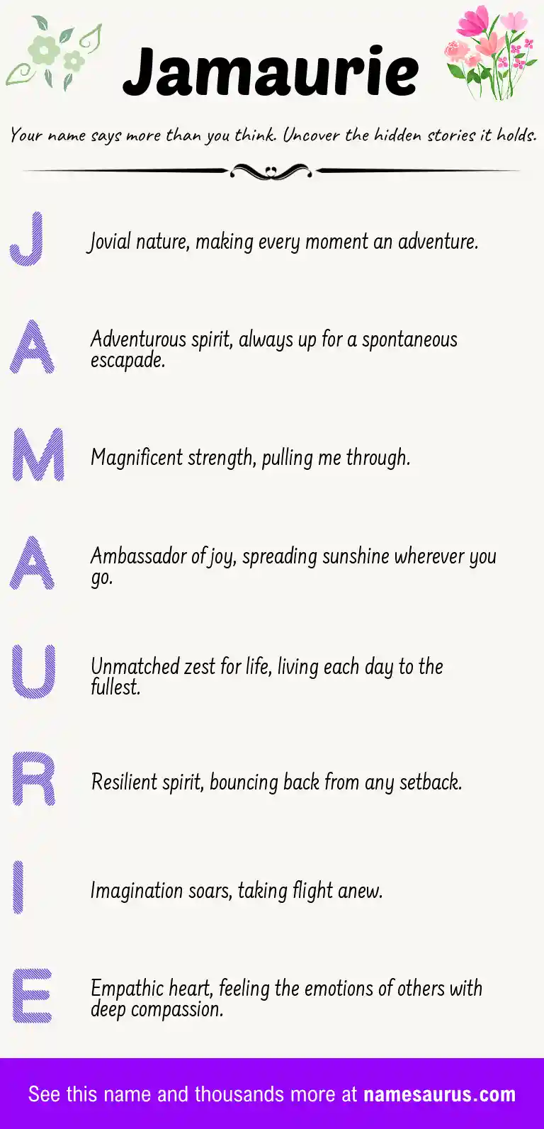 Acrostic poem about Jamaurie.