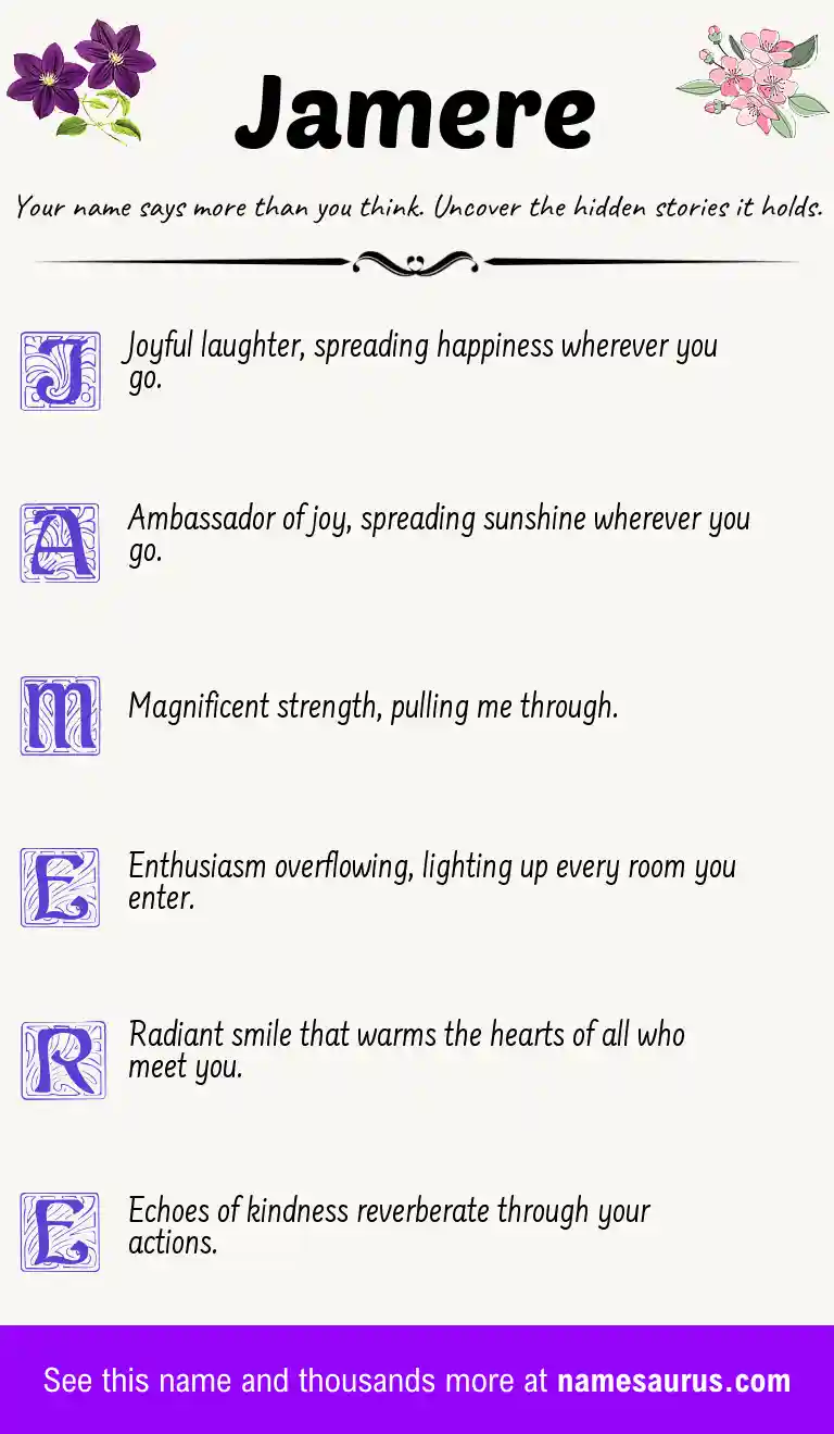 Acrostic poem about Jamere.