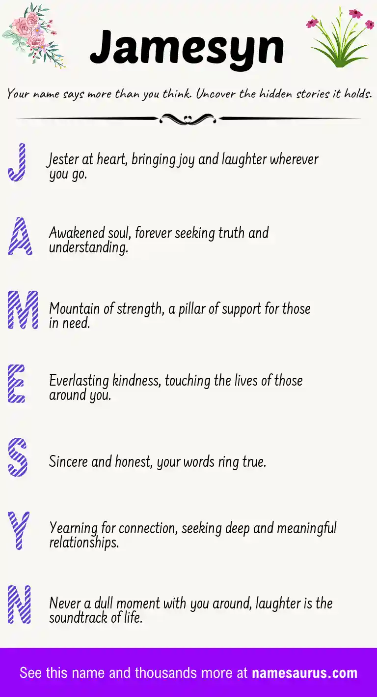 Acrostic poem about Jamesyn.