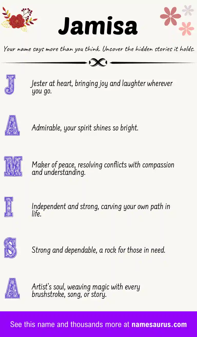 Acrostic poem about Jamisa.