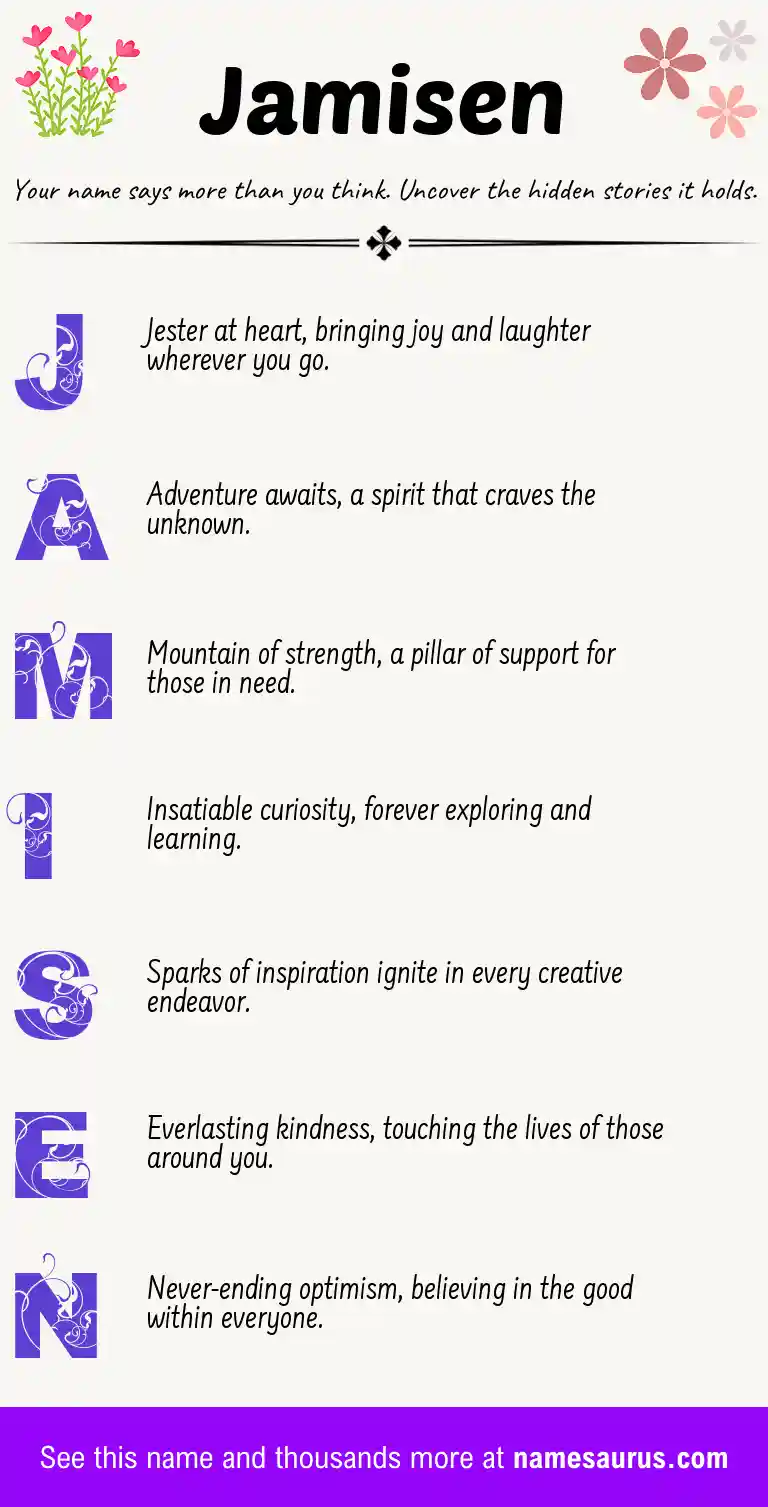 Acrostic poem about Jamisen.
