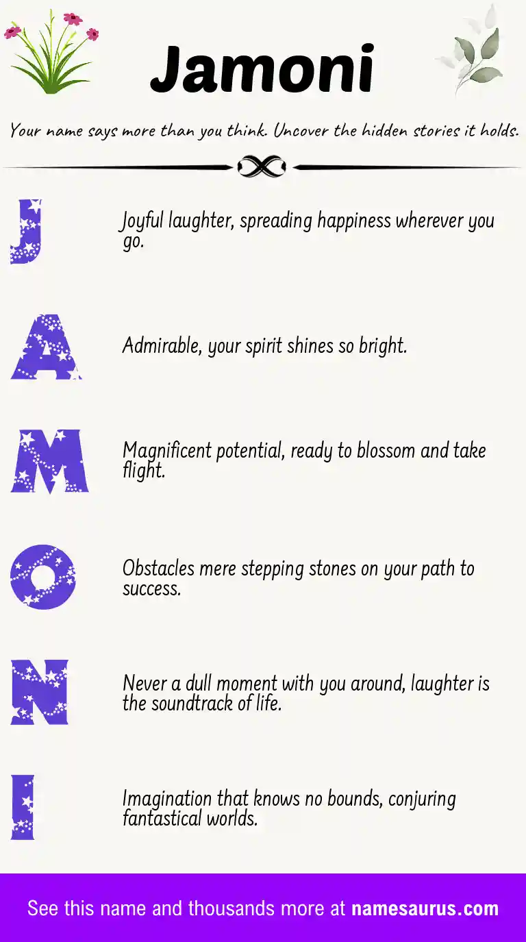Acrostic poem about Jamoni.