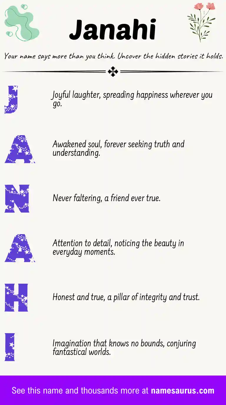Acrostic poem about Janahi.