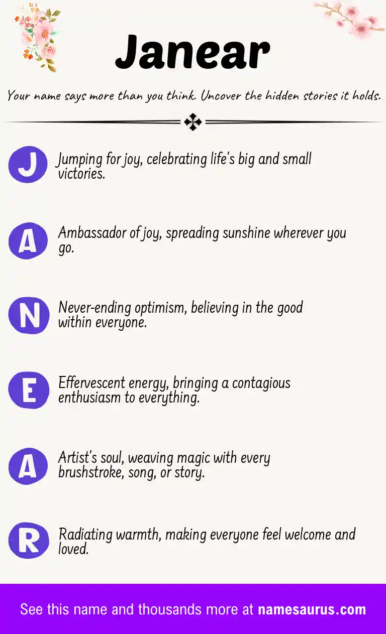 Acrostic poem about Janear.