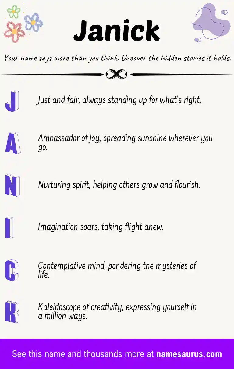 Acrostic poem about Janick.