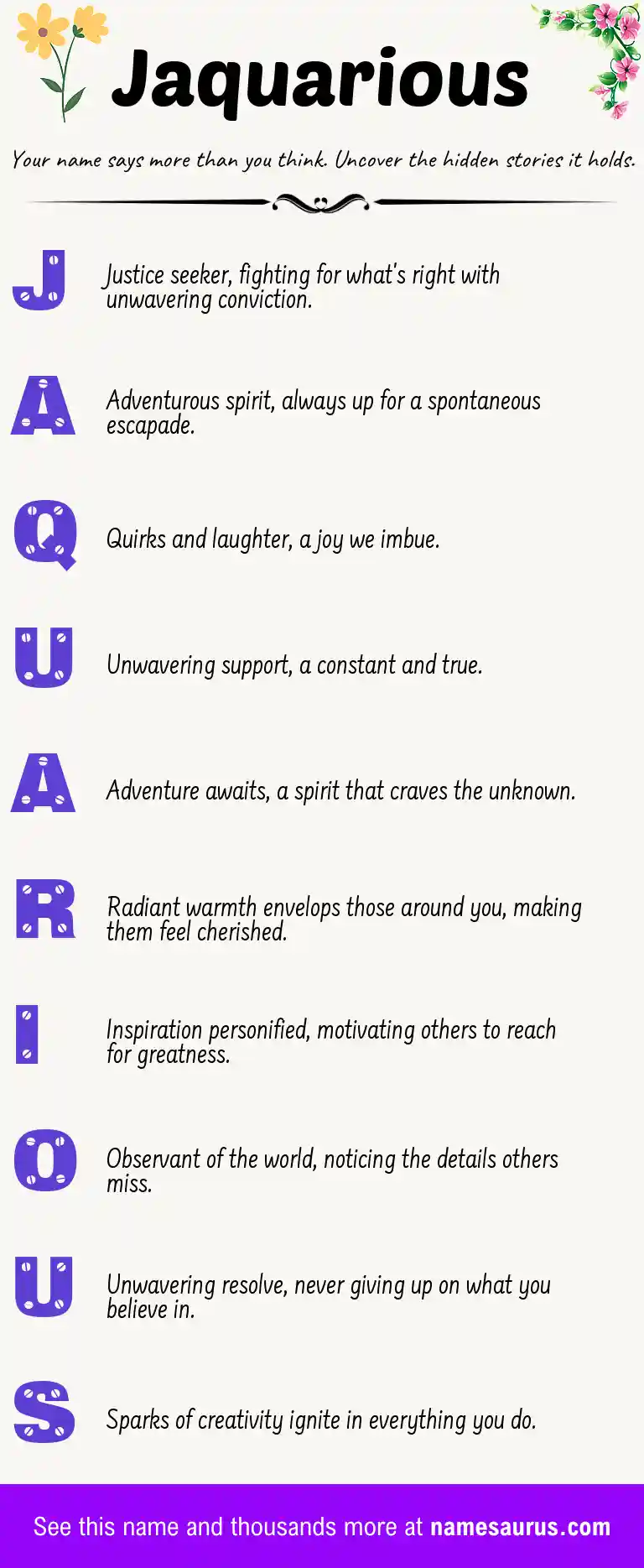 Acrostic poem about Jaquarious.