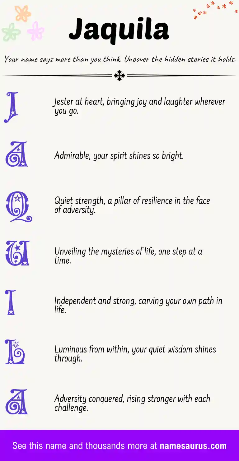 Acrostic poem about Jaquila.