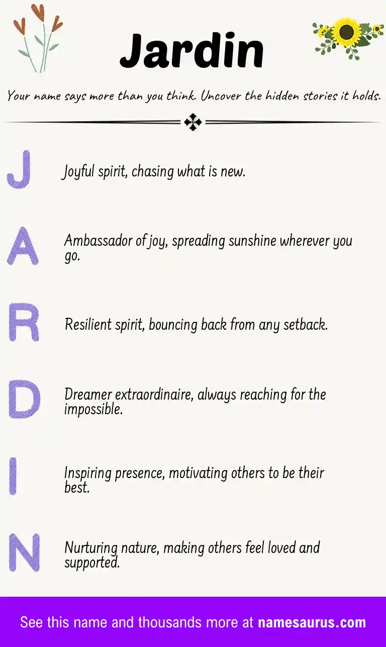Acrostic poem about Jardin.