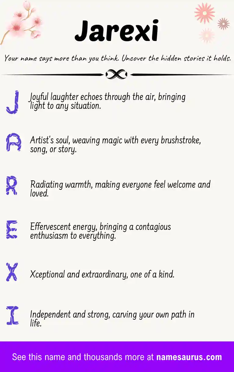 Acrostic poem about Jarexi.