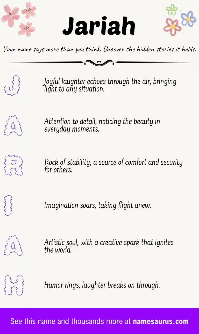 Acrostic poem about Jariah.