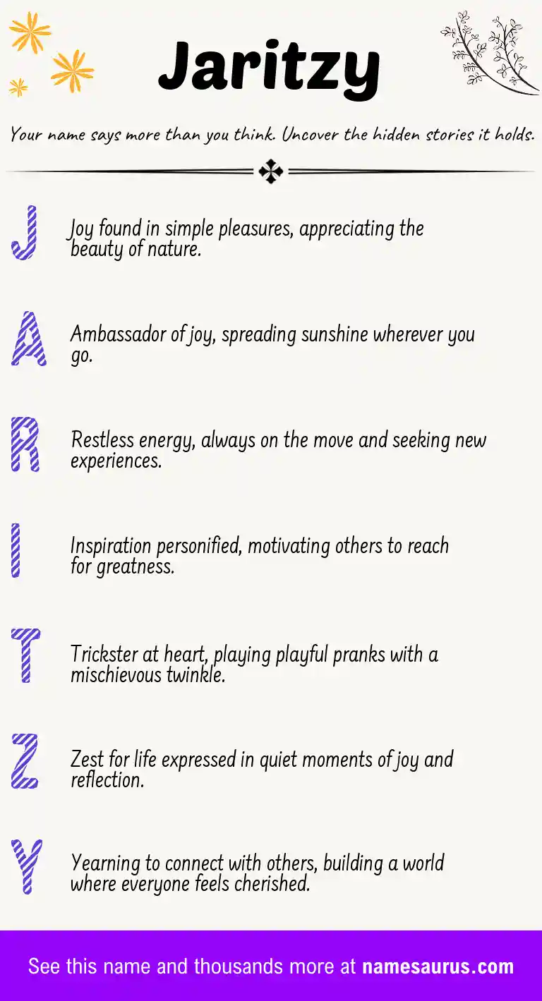 Acrostic poem about Jaritzy.